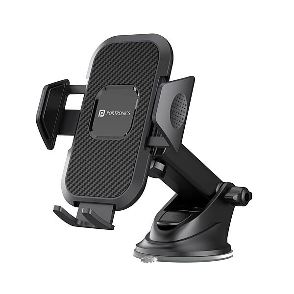 Portronics Clamp M – Car Holder, Suction Mount, Black. Secure your device with this sturdy holder. Easy to install, adjustable, and perfect for navigation. Keep your hands on the wheel!