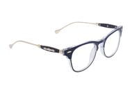 Unisex Square Spectacle Frame. Blue Color Rim. Blue & Gold Color Temple. Transparent ARC Lens.