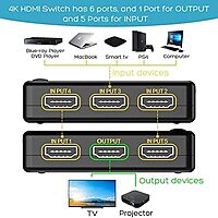 Tobo 5-Port HDMI Switch with Remote IR – 5 Input 1 Output | Supports 4K, Full HD 1080p & 3D | HDMI Switcher TD-470H