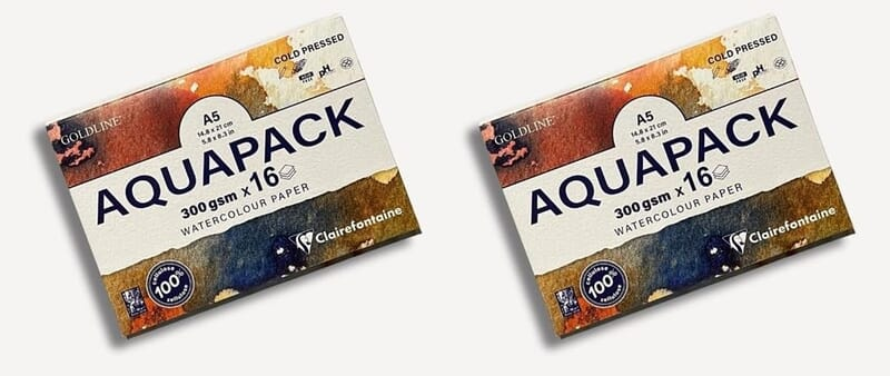 Clairefontaine Goldline Aquapack Cold Press Watercolor Paper Wallet, 300 Gsm, A5 Clairefontaine Goldline Aquapack Cold Press Watercolor Paper Wallet, 300 Gsm, A5