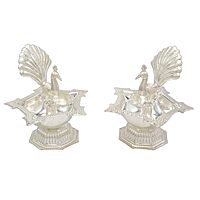 Silver Peacock Diya