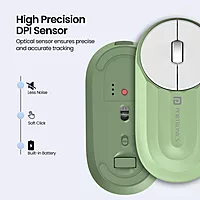 Portronics Toad 6 Wireless Mouse – Green, Dual Mode, ergonomic design, Bluetooth & 2.4GHz connectivity, rechargeable battery, smooth tracking, ideal for home & office use, lightweight & portable.