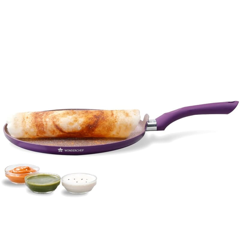 Wonderchef Royal Velvet Non-stick 28cm Dosa Tawa 3 mm thick 1.8 litres Virgin Aluminium