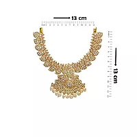 Gold Plated White Stone Attigai Necklace
