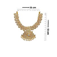 Gold Plated White Stone Attigai Necklace