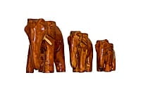 EELIKA Wooden Elephant Figurines for Home Decor, Set of 3, Brown || 1st Elepant Dimensions: 8cm x 3cm x 7cm, 2nd Elephant Dimensions: 6.5cm x 2.5cm x 4.5cm, 3rd Elephant Dimensions: 5cm x 2cm x 4cm