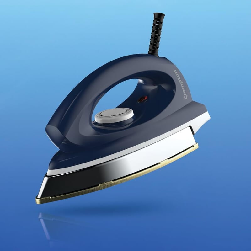 Crompton Greaves Rhino Plus 1250 Watt Blue Heavy weight Dry Iron with Golden American Heritage Coating