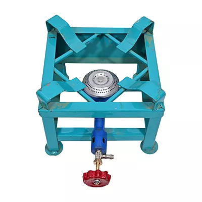 Single Burner Commercial Iron Gas Stove Bhatti for Kitchens and Stalls | High-Pressure Canteen Chulha