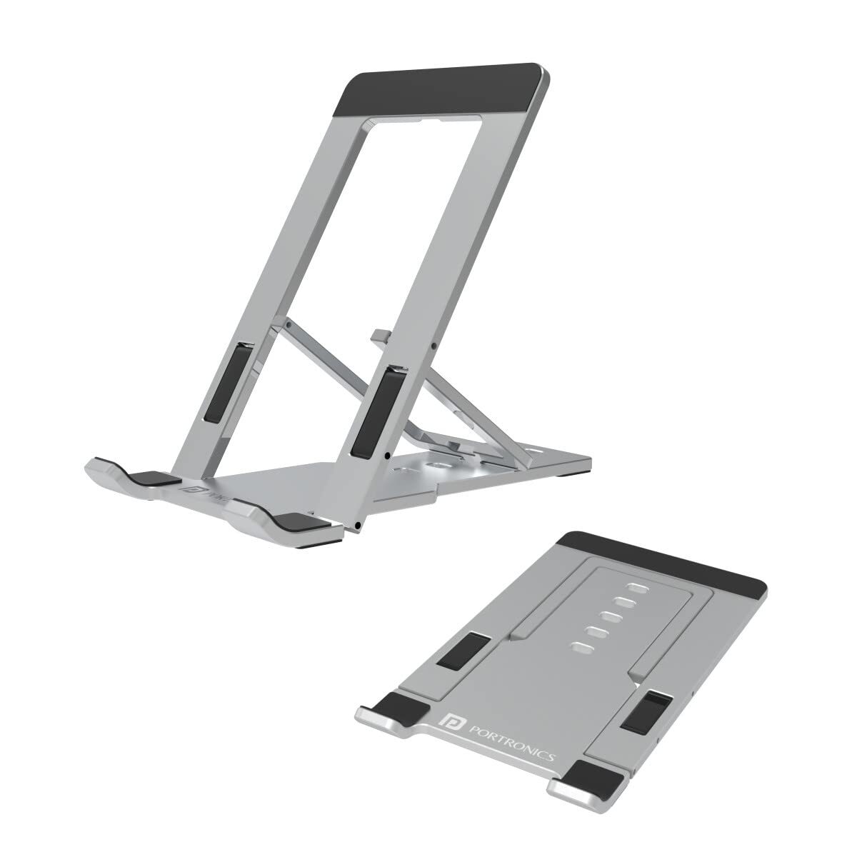 Portronics Modesk One Stand – Silver, Adjustable to 5 Angles, Ergonomic Design, Lightweight, Portable, Ideal for Laptops, Tablets, and Smartphones, Enhances Comfort and Productivity, Sleek Finish.