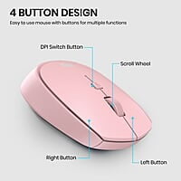 Portronics Toad 23 Wireless Optical Mouse with 2.4GHz, USB Nano Dongle, Optical Orientation, Click Wheel, Adjustable DPI
