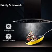 Wonderchef Power Curve Wall-Mount Chimney 1000M3/H Suction Capacity 3 Speed Push Control Low Noise 60cms