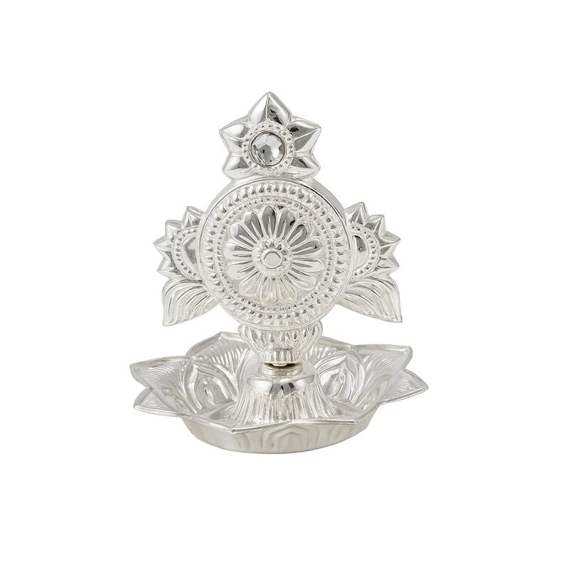 Sterling Silver Chakra Incense Holder | Chandi Chakram Pooja Dhoop Stand
