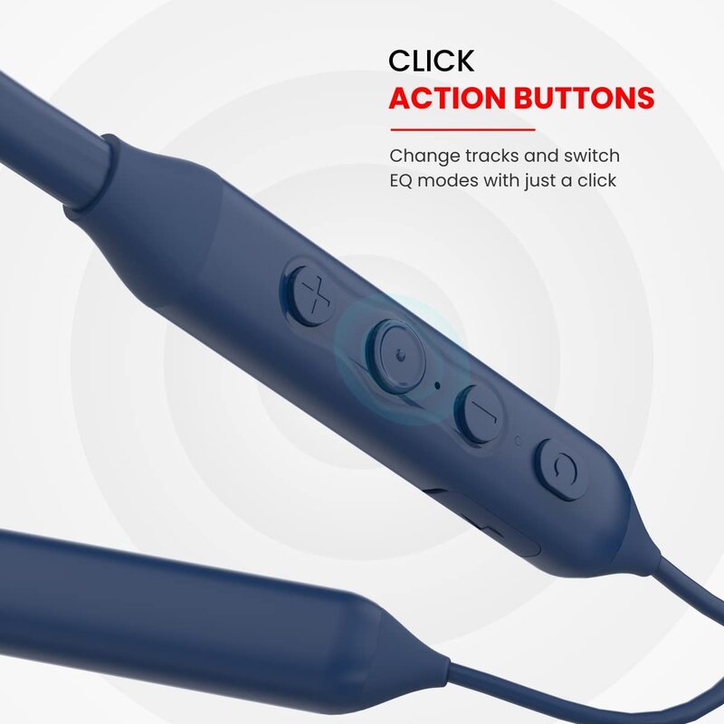 Portronics Harmonics Z5 – Bluetooth Headset, 33Hrs Playtime, Comfortable Fit, Deep Bass, Built-in Mic, Lightweight Design, Perfect for Calls & Music, Stylish Blue Color, Easy Pairing.