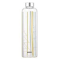 Borosil Artisan Series Sintra 1000ml Narrow Mouth Glass Bottle with Metal Lid | 100% Borosilicate, Fridge Safe, Leakproof, Easy to Carry | Store Water, Lassi, Juice, Smoothies | Dishwasher Safe