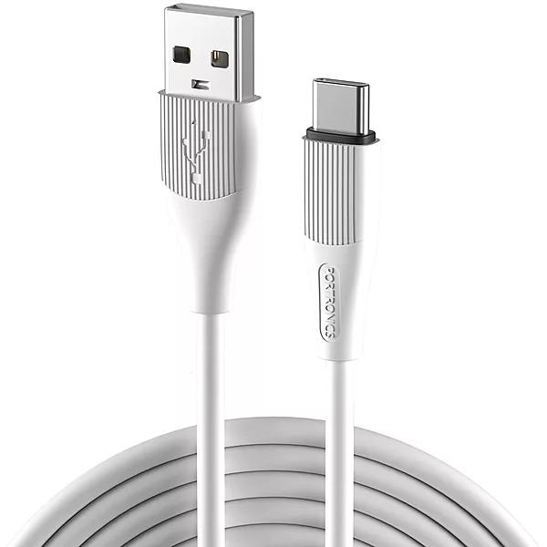 Portronics 2719 Silklink Lightning Cable – 3A USB-A to Lightning | Soft Silicon Cable | 1M | White