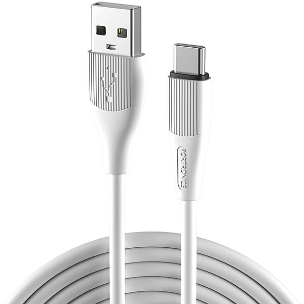 Portronics 2719 Silklink Lightning Cable – 3A USB-A to Lightning | Soft Silicon Cable | 1M | White