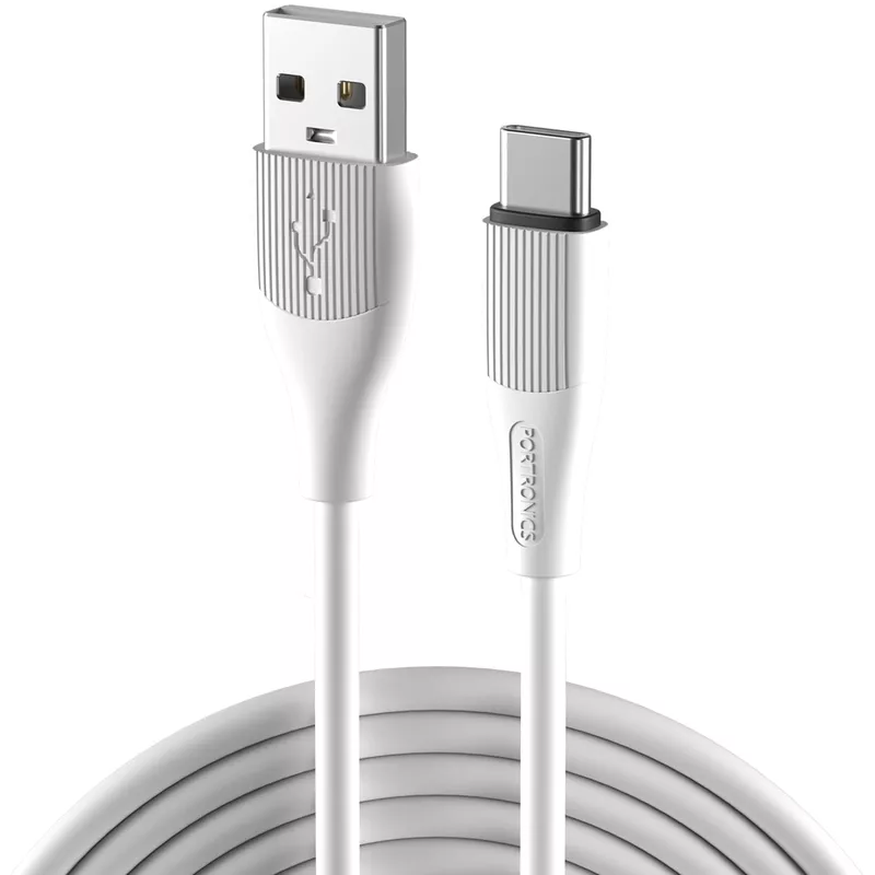 Portronics 2719 Silklink Lightning Cable – 3A USB-A to Lightning | Soft Silicon Cable | 1M | White