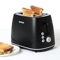 Borosil Krispy Pop-up Toaster, Black, 2-Slice Toaster, 7 Browning Settings, Removable Crumb Tray, 750 W