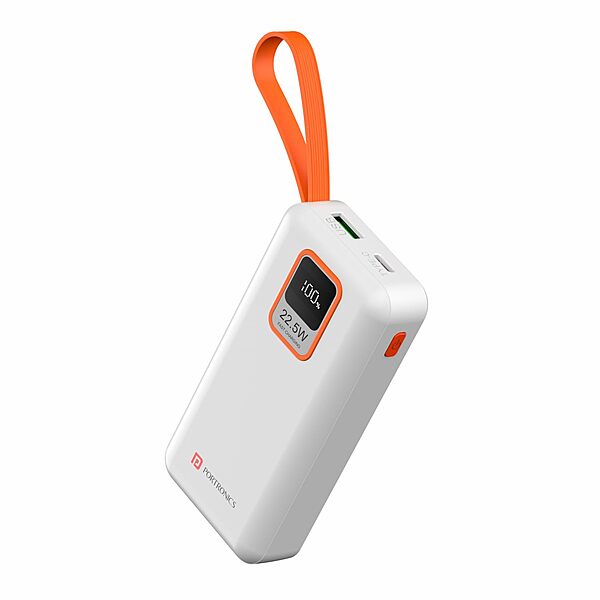 Portronics Ampbox 10K Power Bank 10000mAh – 22.5W Fast Charging | Type-C PD | White