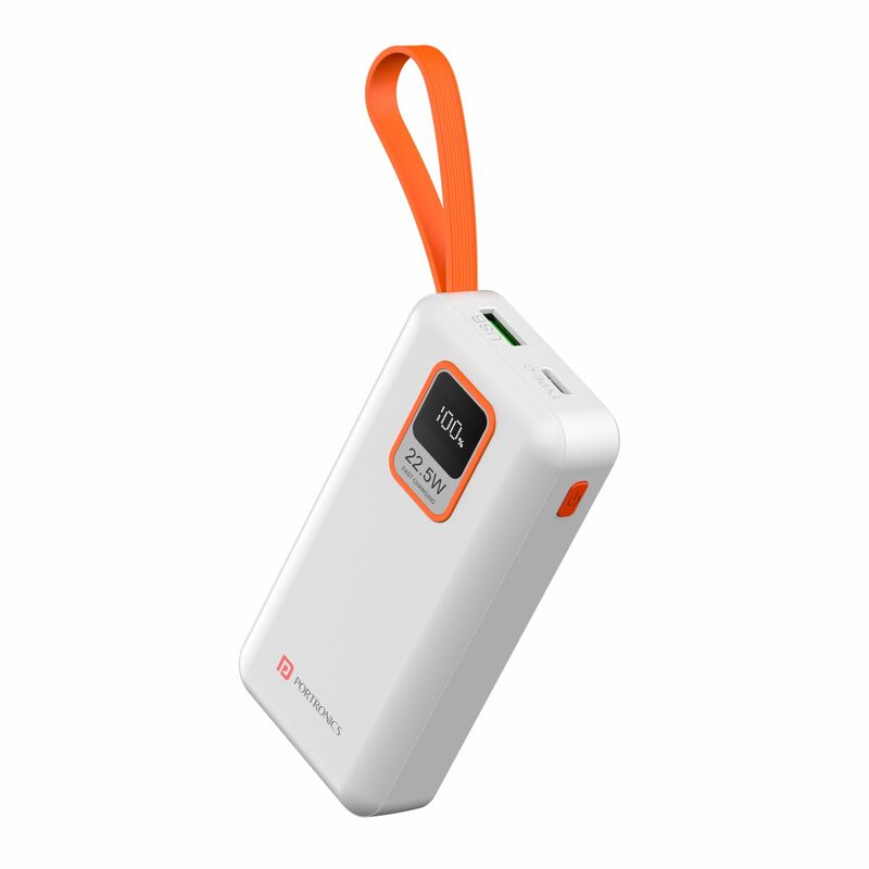 Portronics Ampbox 10K Power Bank 10000mAh – 22.5W Fast Charging | Type-C PD | White