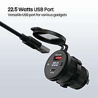 Portronics Spark 51W – Type-C & USB Motorcycle Charger, Fast Charging, Compact & Durable
