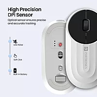 Portronics Toad 6 Wireless Mouse – White, Dual Mode, offers seamless connectivity via Bluetooth and 2.4GHz. Ergonomic design, long battery life, and precise tracking for ultimate productivity.