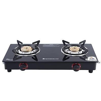Wonderchef Platinum Plus 2 Burner Auto Glass Cooktop 6mm Toughened Glass Auto Ignition