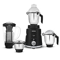 Borosil Grande 1000 W Mixer Grinder, With Double Ball Bearings, 4 Jars (3 SS Jars (1.5 L Blending Jar, 1.2 L Dry/Wet Grinder, 400 ml Chutney Jar) & 1 PC Jar with Fruit Filter) Mixie For Kitchen