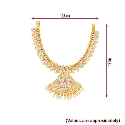 Gold Plated White Stone Attigai Necklace Gold Plated White Stone Attigai Necklace