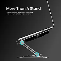 Portronics Laptop Stand – RGB Lighting, Cooling Fan & 360° Rotation