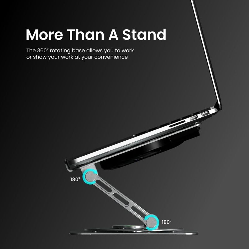 Portronics My Buddy Spinlight Laptop Stand – Metal Build | Foldable | Cooling Fan | Silver