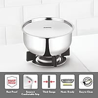 Borosil Triply Stainless Steel 3.6 L (22 Cm) Tope with Lid | Gas, Induction, Hot Plate, Halogen Compatible