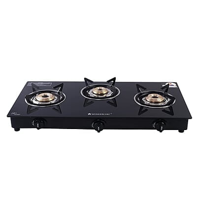 Wonderchef Platinum Plus 3 Burner Auto Glass Cooktop 6mm Toughened Glass LPG Compatible