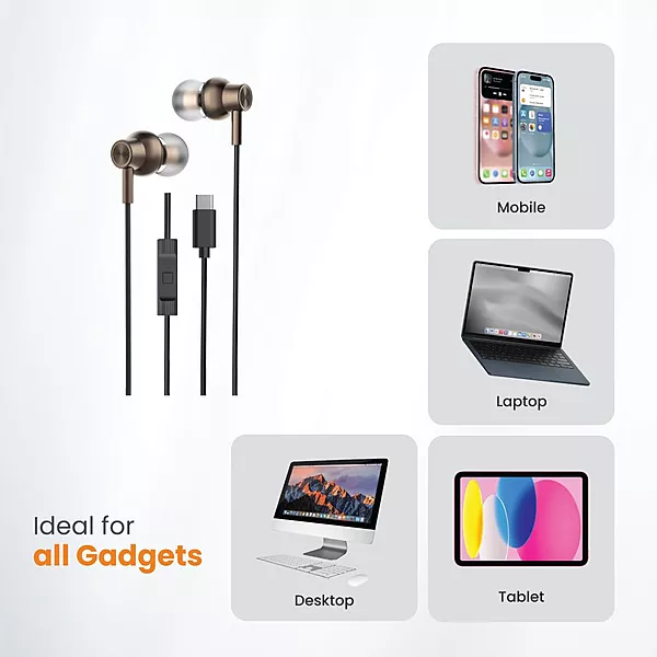 Just Corseca SYNC Vibe Wired Earphones – Type-C | 10mm Drivers | Extra Bass | Mic