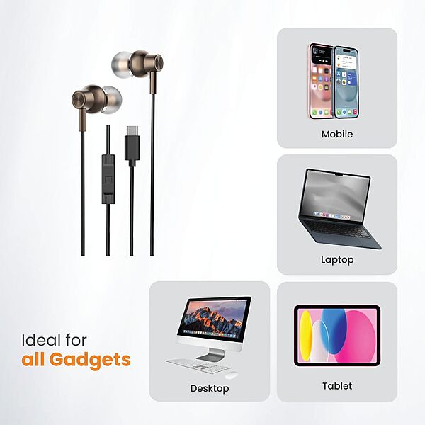 Just Corseca SYNC Vibe Wired Earphones – Type-C | 10mm Drivers | Extra Bass | Mic