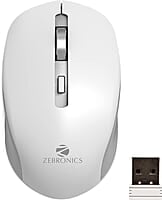 ZEBRONICS Zeb-Jaguar Wireless Mouse, 2.4GHz with USB Nano Receiver, High Precision Optical Tracking, 4 Buttons, Plug & Play, Ambidextrous, for PC/Mac/Laptop