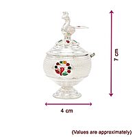 Silver Peacock Kumkum chimizh/Holder