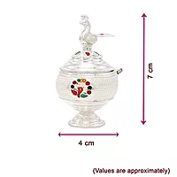 Silver Peacock Kumkum chimizh/Holder