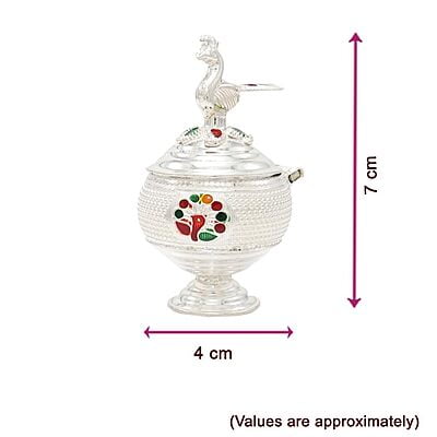 Silver Peacock Kumkum chimizh