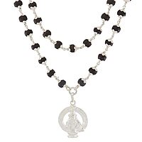 Original Karungali Mala with Silver Ayyappan Pendant – Spiritual Black Wood Mala