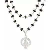 Original Karungali Mala with Silver Ayyappan Pendant β Spiritual Black Wood Mala