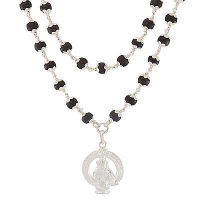 Original Karungali Mala with Silver Ayyappan Pendant – Spiritual Black Wood Mala Original Karungali Mala with Silver Ayyappan Pendant – Spiritual Black Wood Mala