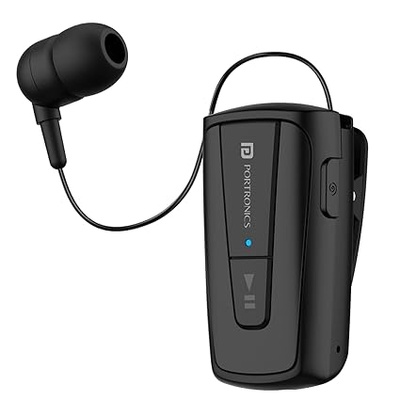 Portronics Harmonics Klip 4 Retractable Bluetooth Music & Calling Earphone with Long Playtime, Vibration Prompt (Black) Portronics Harmonics Klip 4 Retractable Bluetooth Music & Calling Earphone with Long Playtime, Vibration Prompt (Black)