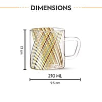 Borosil Vision Prism Tea n Coffee Classic Mug Set of 6 Pcs 210 ml | Borosillicate Glass, Microwave Safe, Scratch Resistance, Lightweight | for Chai, Green Tea, Milk