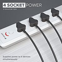 Lapcare LAPEX‑123 extension board: 4 universal sockets with single LED-switch, 2 m cord, 6 A/1440W rating and built‑in surge protection.