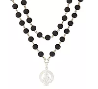 Original Karungali Mala with Silver Ayyappan Pendant β Spiritual Black Wood Mala