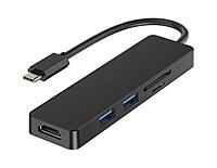 Lapcare LC‑510 Lap‑C 5‑in‑1 docking station: USB 3.0, HDMI 4K, SD/microSD reader, USB 2.0—all housed in compact ABS body, plug‑and‑play with Windows/Mac/Linux.