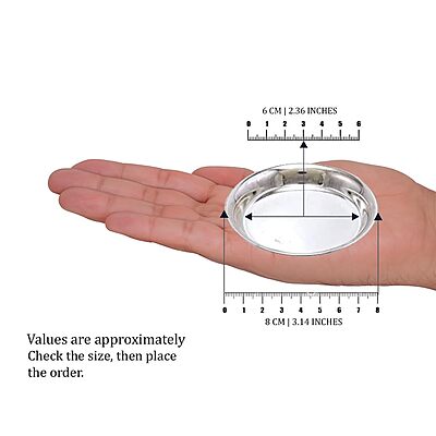 Silver Plain Plate for Pooja,Home (8CM)