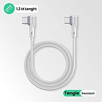 Portronics Konnect L 60W Type-C Cable – White 1.2M is a high-speed charging and data transfer cable, designed for durability and efficiency, perfect for all your Type-C devices.