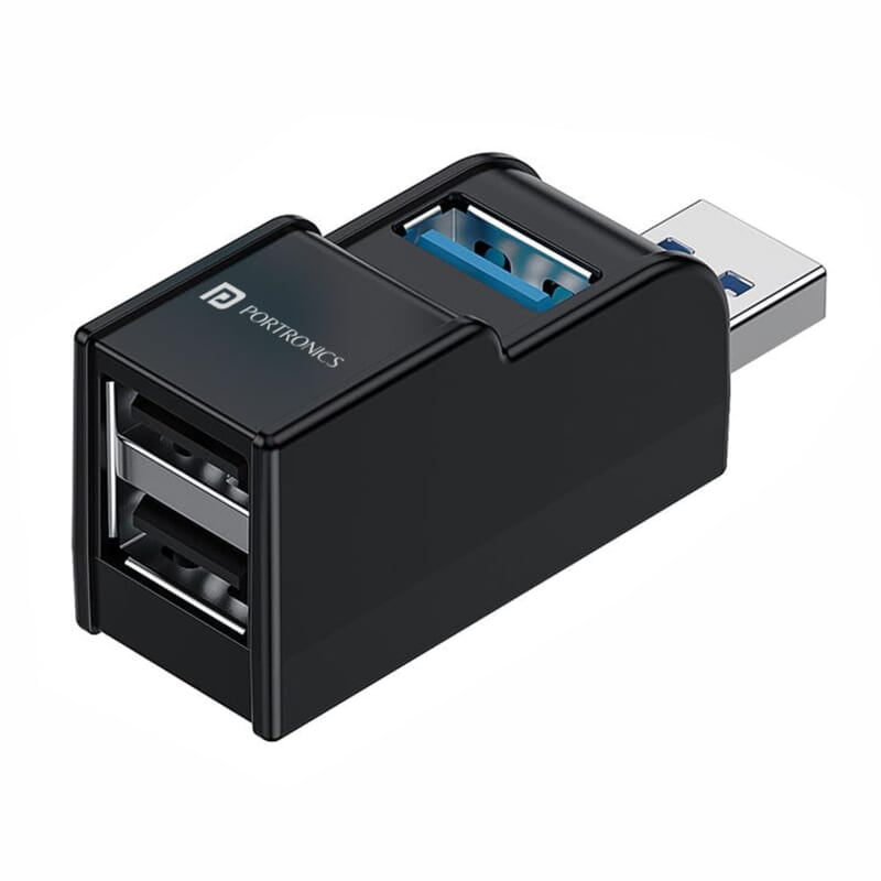 Portronics Mport 3A USB Hub (3-in-1), Multiport Adapter with USB 3.0 & 2-Port USB 2.0, Upto 5 Gbps High Data Transfer Speed for PC, Laptop & Mac